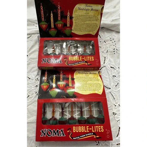 Noma Bubble Lites SET OF TWO 7 Lights in Each Strand Red & Orange - All Working